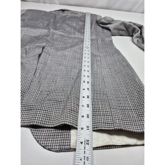 Vintage Lanvin Paris Blazer Mens 44L Gray 100% Silk Check Sport Coat Jacket 80s